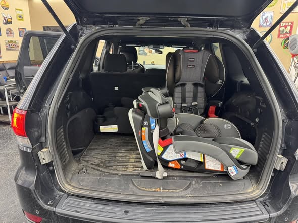 SUV cargo area and third row cleaned out